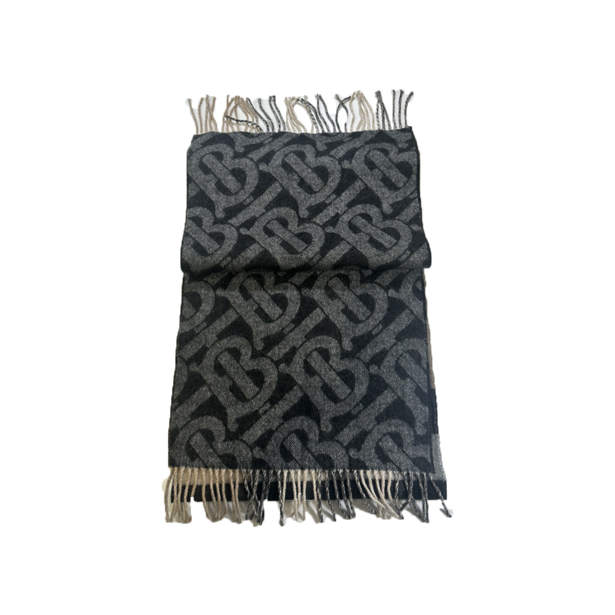 PRELOVED BURBERRY REVERSIBLE SCARF IN BEIGE/GRAY