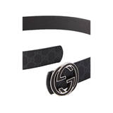 GUCCI 4CM REVERSIBLE MONOGRAM BELT IN BLACK