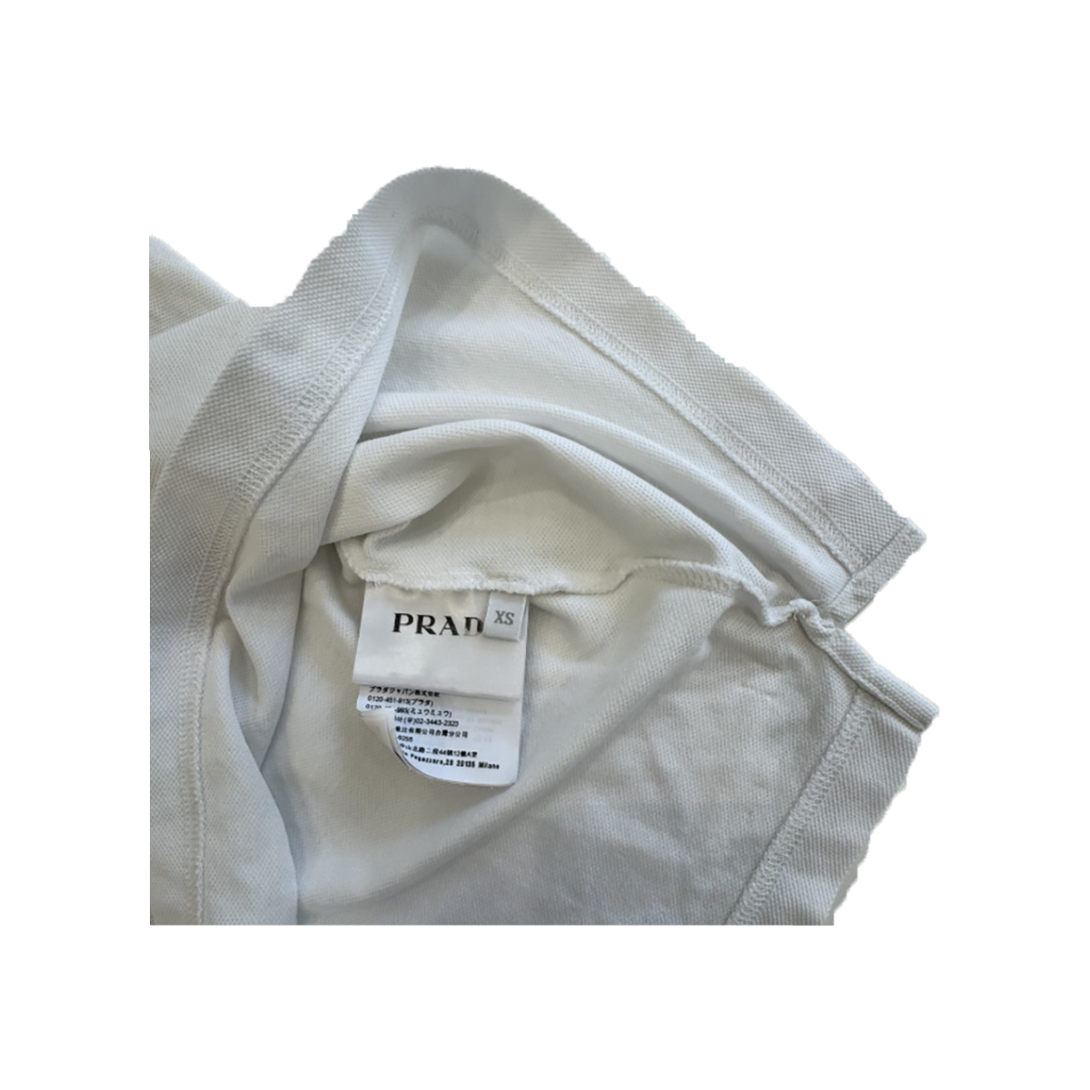 PRELOVED PRADA LOGO PATCH POLO IN WHITE