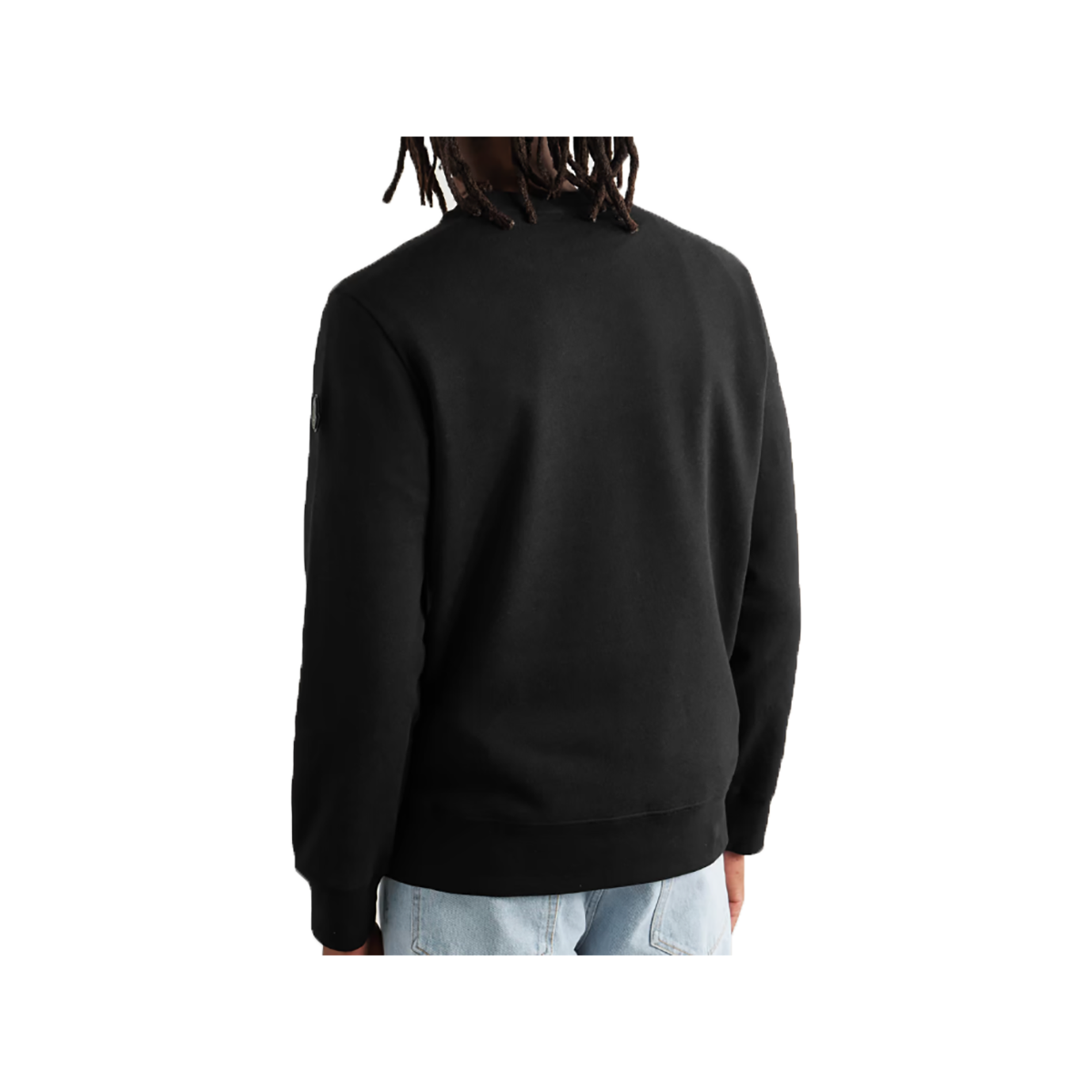 MONCLER LOGO-APPLIQIED COTTON AND CASHMERE BLEND SWEATER IN BLACK