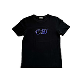 PRELOVED DIOR KENNY SCHARF EMBROIDERED LOGO T-SHIRT IN BLACK/BLUE