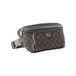 GUCCI OPHIDIA LEATHER-TRIMMED MONOGRAM BUMBAG IN GRAY