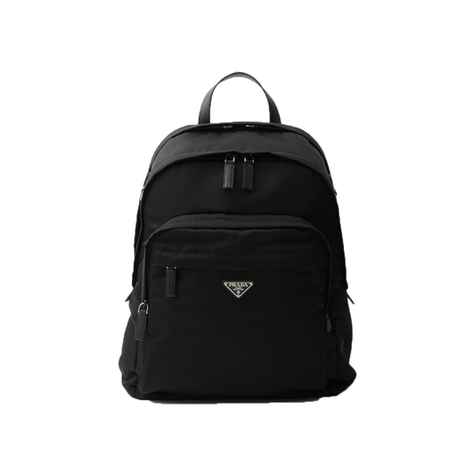 PRADA RE-NYLON AND SAFFIANO LEATHER BACKPACK IN BLACK