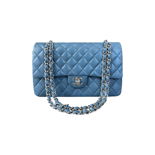 PRELOVED CHANEL LAMBSKIN QUILTED MEDIUM FLAP BAG IN BLUE