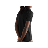 BURBERRY LOGO-EMBROIDERED COTTON-PIQUE POLO IN BLACK