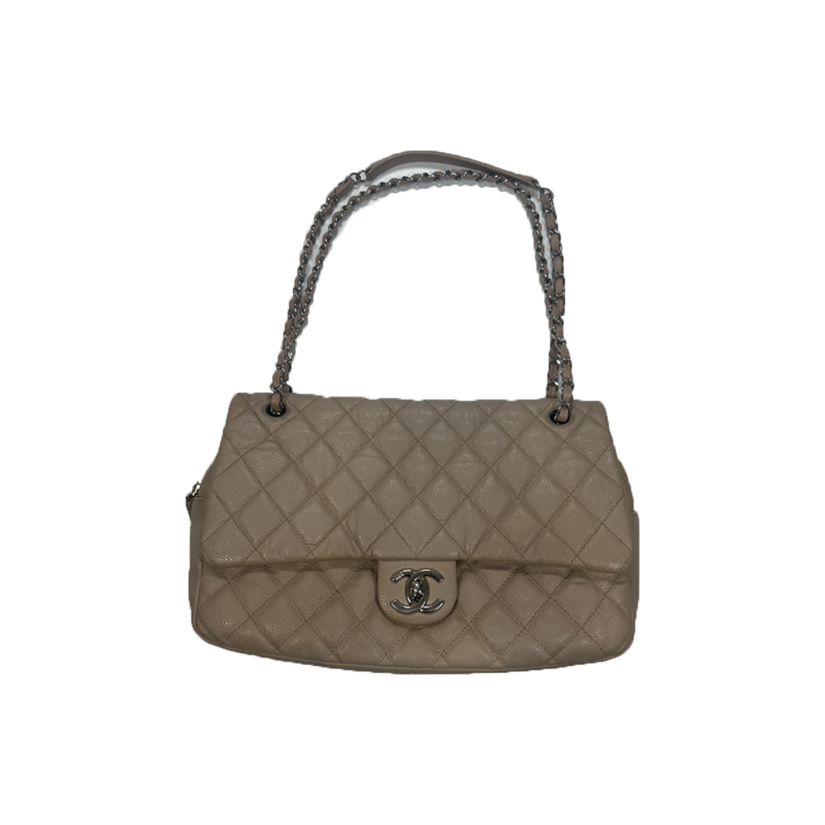 PRELOVED CHANEL JUMBO QUILTED CAVIAR EASY FLAP BAG IN BEIGE