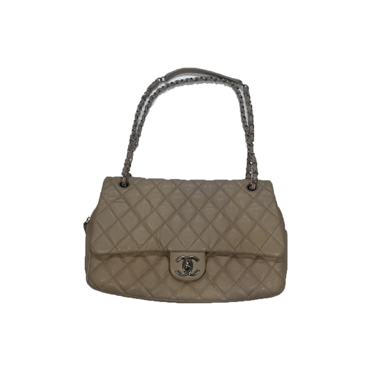 PRELOVED CHANEL JUMBO QUILTED CAVIAR EASY FLAP BAG IN BEIGE