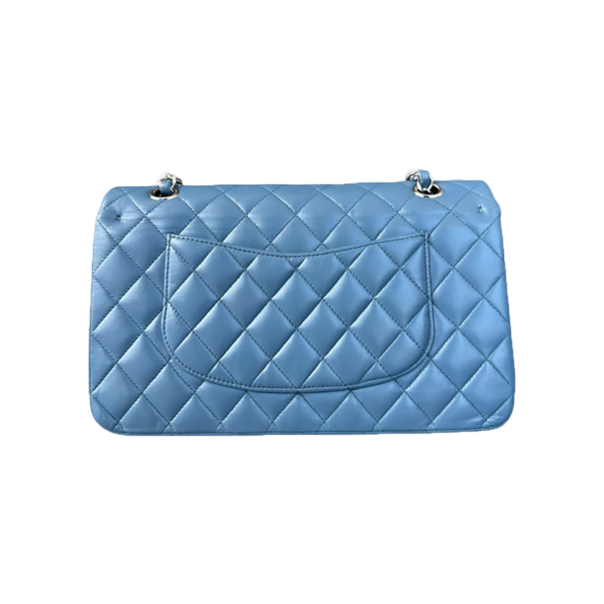 PRELOVED CHANEL LAMBSKIN QUILTED MEDIUM FLAP BAG IN BLUE
