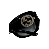 PRELOVED GUCCI GG CRYSTAL INTERLOCKING SUNGLASSES IN BLACK