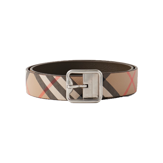 BURBERRY 3.5CM REVERSIBLE CHECKED BELT IN BEIGE