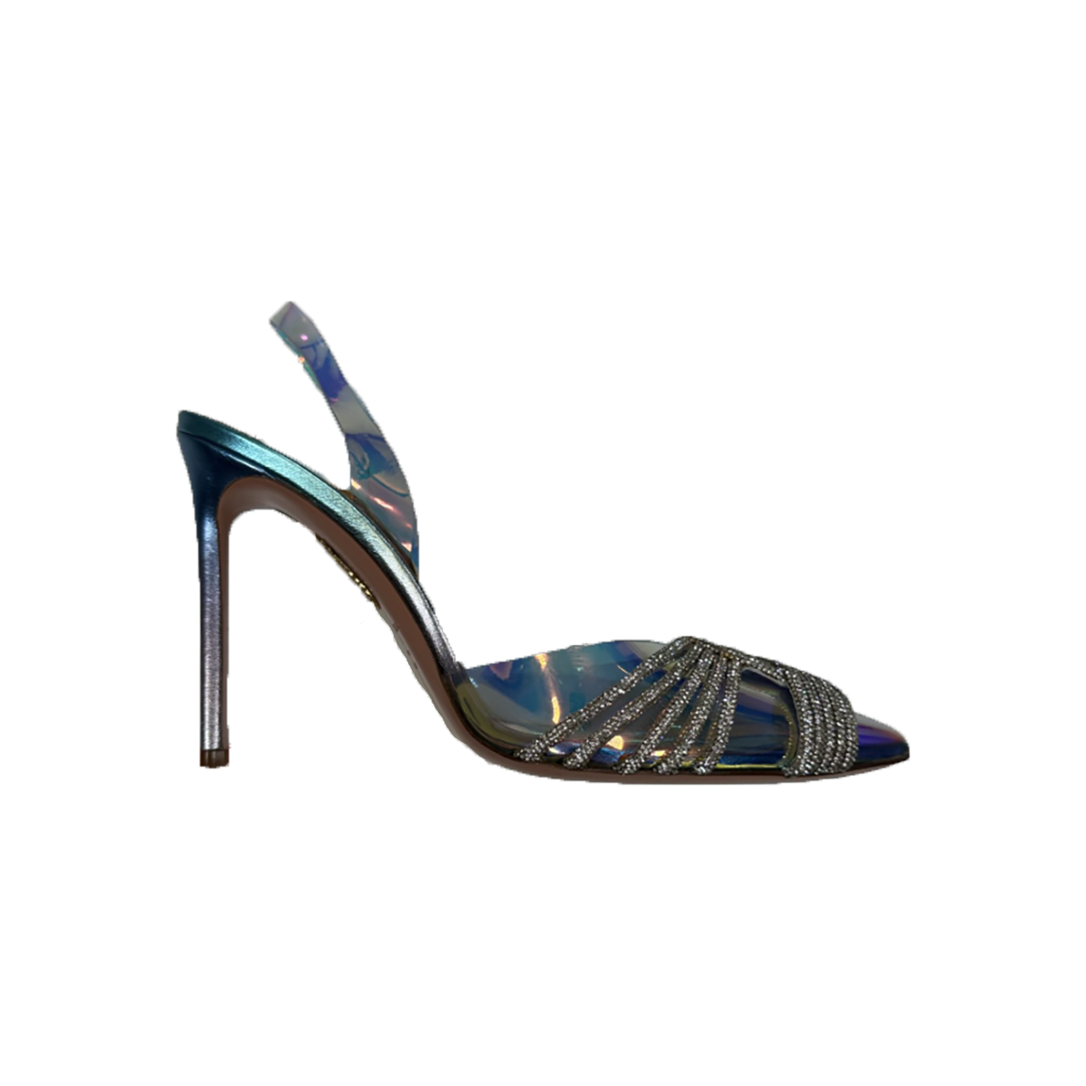 PRELOVED AQAZZURA SKY IRIDESCENTES GATSBY HEELS
