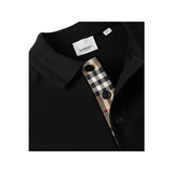 BURBERRY LOGO-EMBROIDERED COTTON-PIQUE POLO IN BLACK