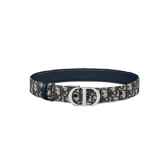 DIOR MONTAIGNE REVERSIBLE BELT IN BLUE/BEIGE