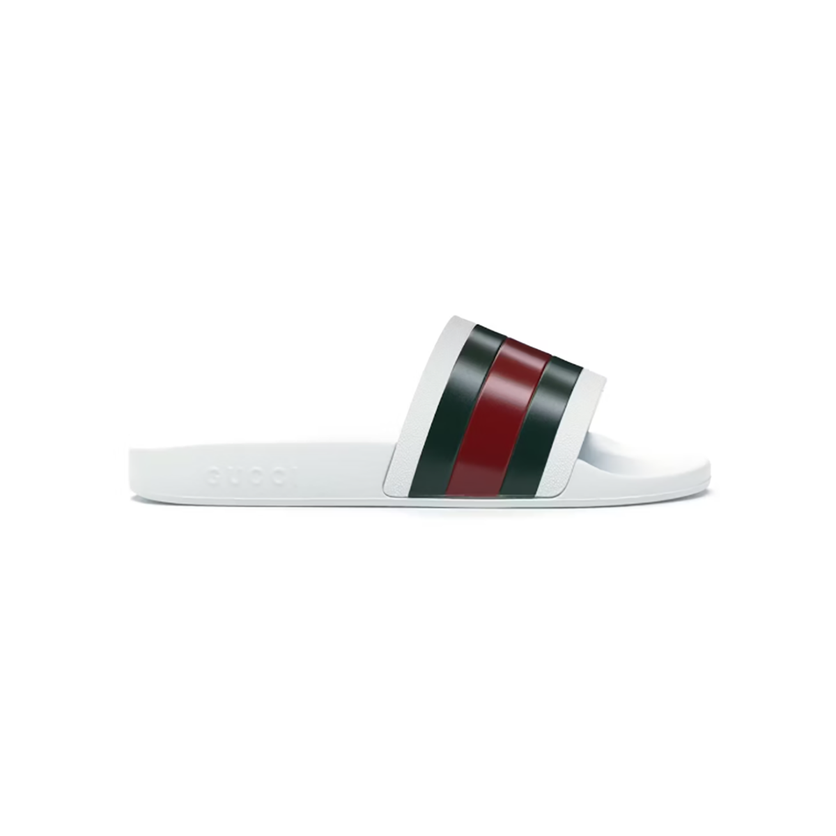 GUCCI PERSUIT TRI COLOUR POOL SLIDES IN WHITE