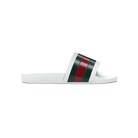 GUCCI PERSUIT TRI COLOUR POOL SLIDES IN WHITE