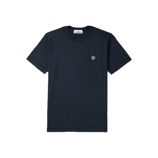 STONE ISLAND LOGO-APPLIQUED COTTON T-SHIRT IN NAVY