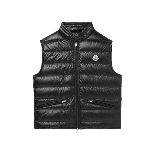 MONCLER GUI SLIM-FIT LOGO PATCH SHELL DOWN GILET N BLACK