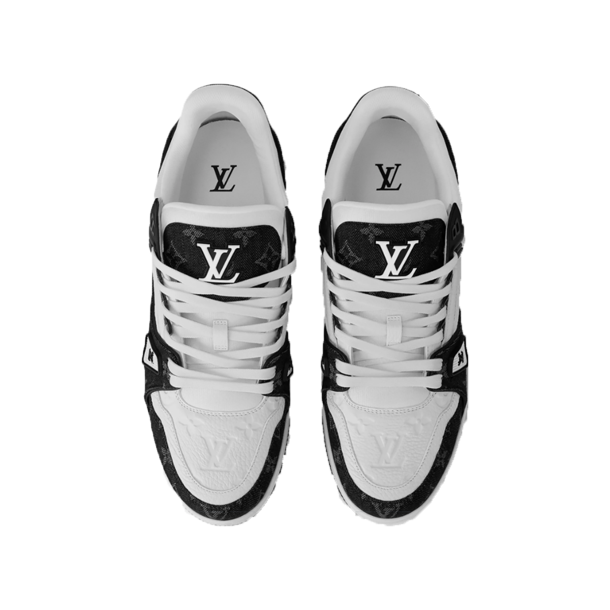 LOUIS VUITTON MONOGRAM DENIM TRAINERS IN BLACK/WHITE