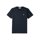 STONE ISLAND LOGO-APPLIQUED COTTON T-SHIRT IN NAVY