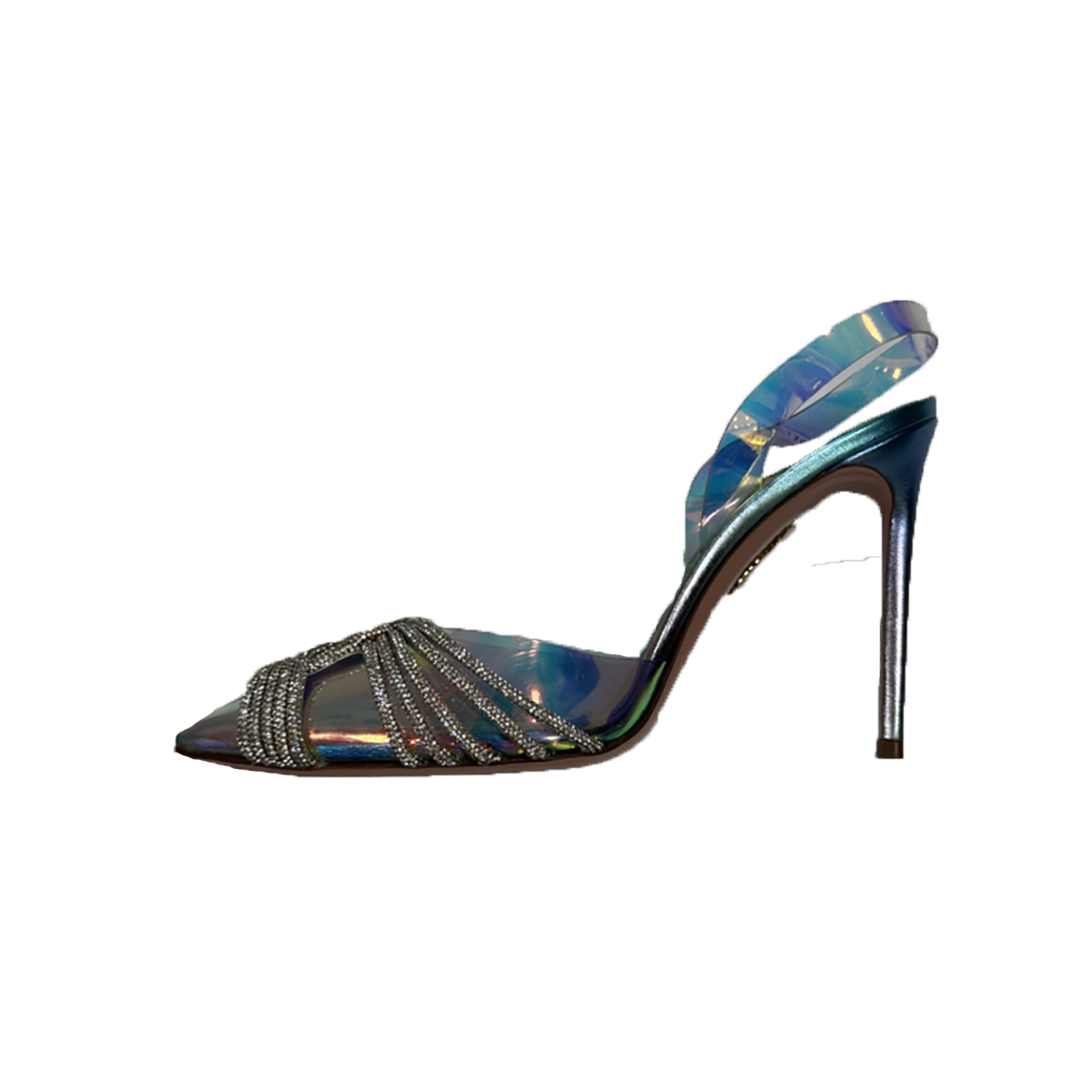 PRELOVED AQAZZURA SKY IRIDESCENTES GATSBY HEELS
