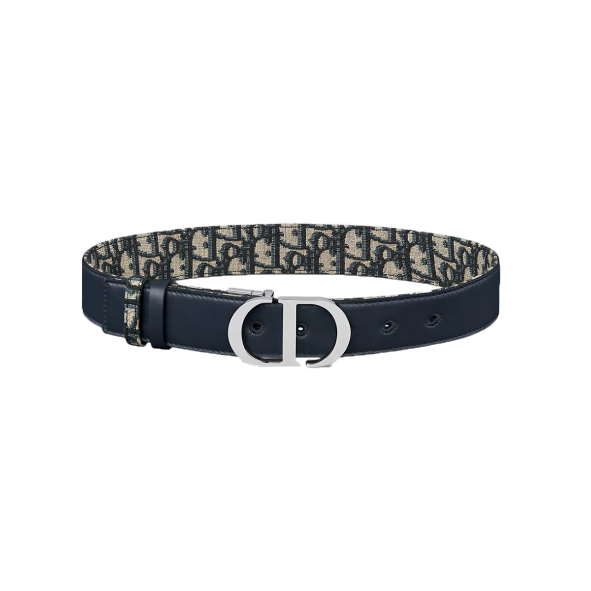 DIOR MONTAIGNE REVERSIBLE BELT IN BLUE/BEIGE