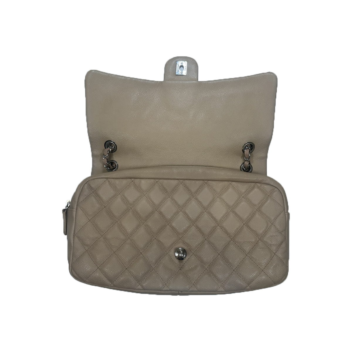 PRELOVED CHANEL JUMBO QUILTED CAVIAR EASY FLAP BAG IN BEIGE