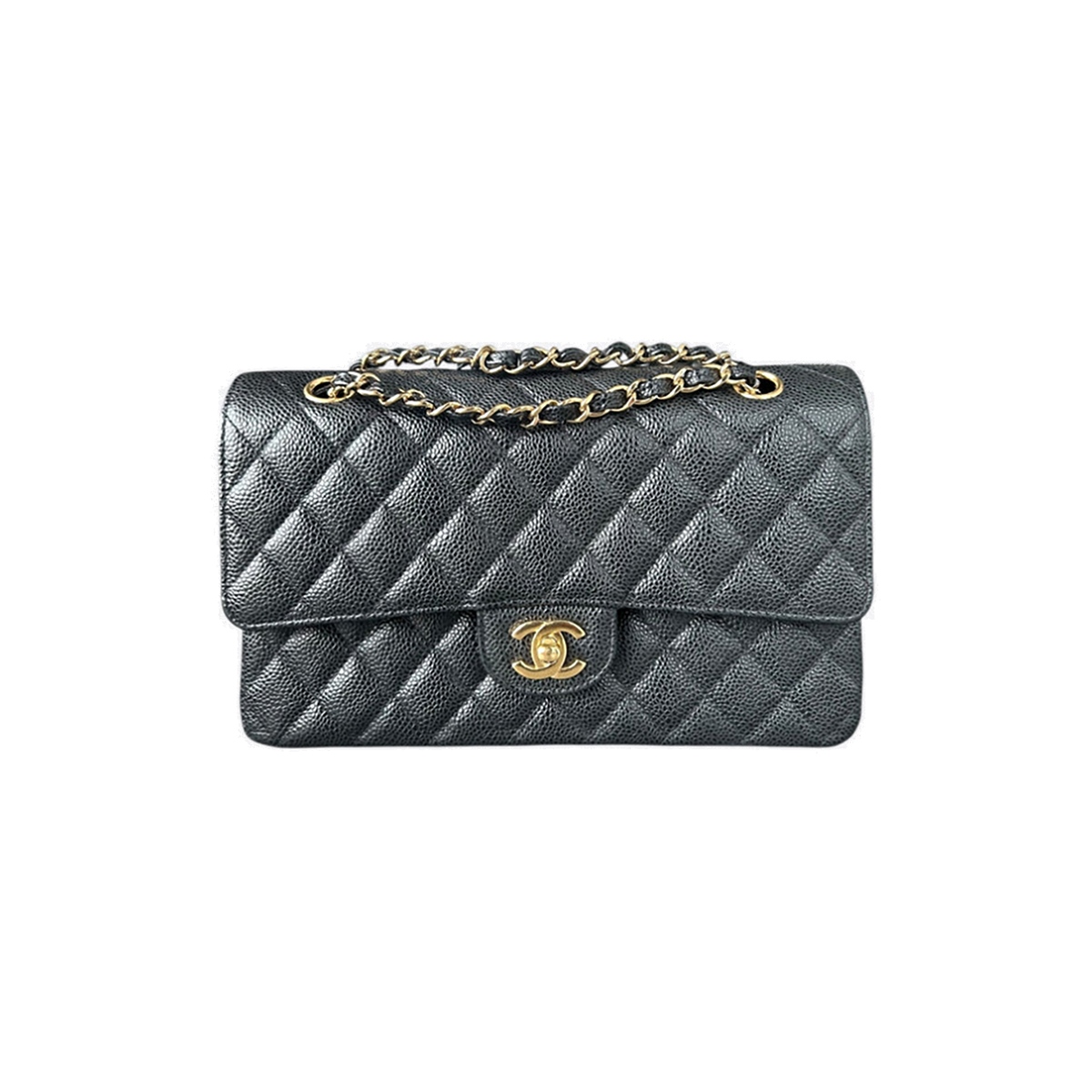 PRELOVED CHANEL CAVIAR QUILTED MEDIUM FLAP BAG IN BLACK