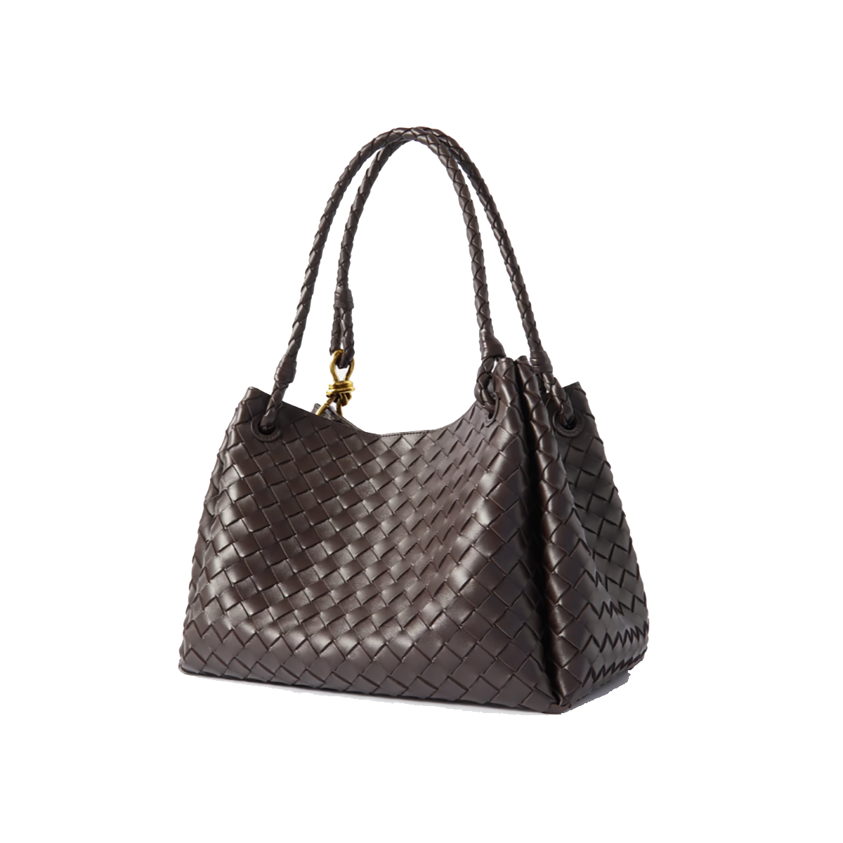 BOTTEGA VENETE PARACHUTE LARGE INTRECCIATO LEATHER SHOULDER BAG