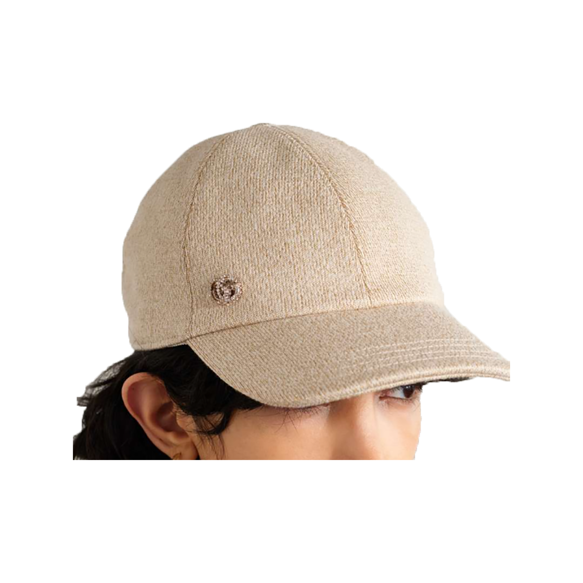 GUCCI CRYSTAL-EMBELLISHED LEATHER-TRIMMED WOOL-BLEND BASEBALL CAP
