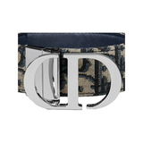 DIOR MONTAIGNE REVERSIBLE BELT IN BLUE/BEIGE