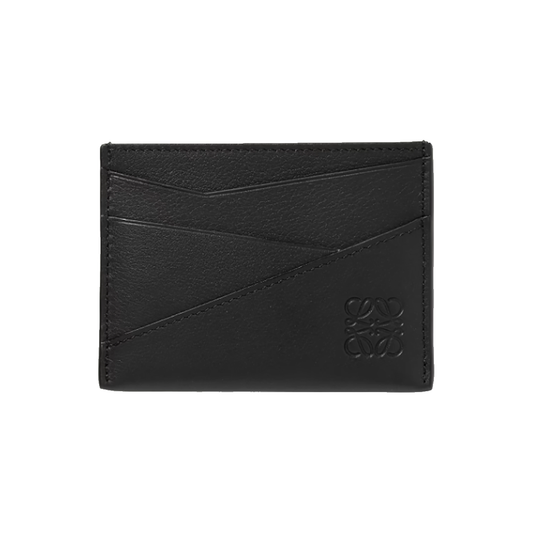 LOEWE PUZZLE EDGE LOGO-DEBOSSED LEATHER CARDHOLDER IN BLACK