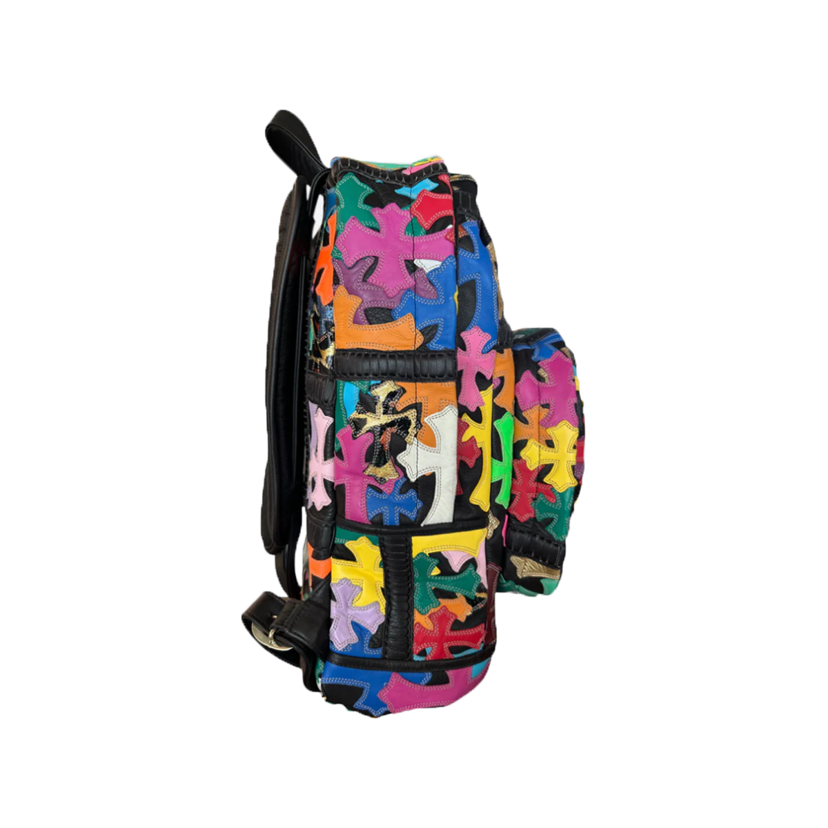 CHROME HEARTS BLACK MULTICOLOURED CROSS PATCH BACKPACK