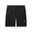 STONE ISLAND STRAIGHT LEG LOGO BADGE CARGO SHORTS IN BLACK