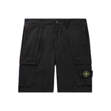 STONE ISLAND STRAIGHT LEG LOGO BADGE CARGO SHORTS IN BLACK