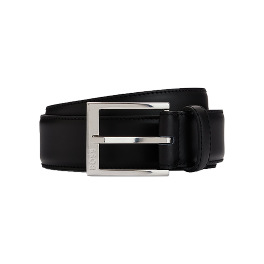 BOSS 'ELLOTYO' ITALIAN LEATHER BELT IN BLACK