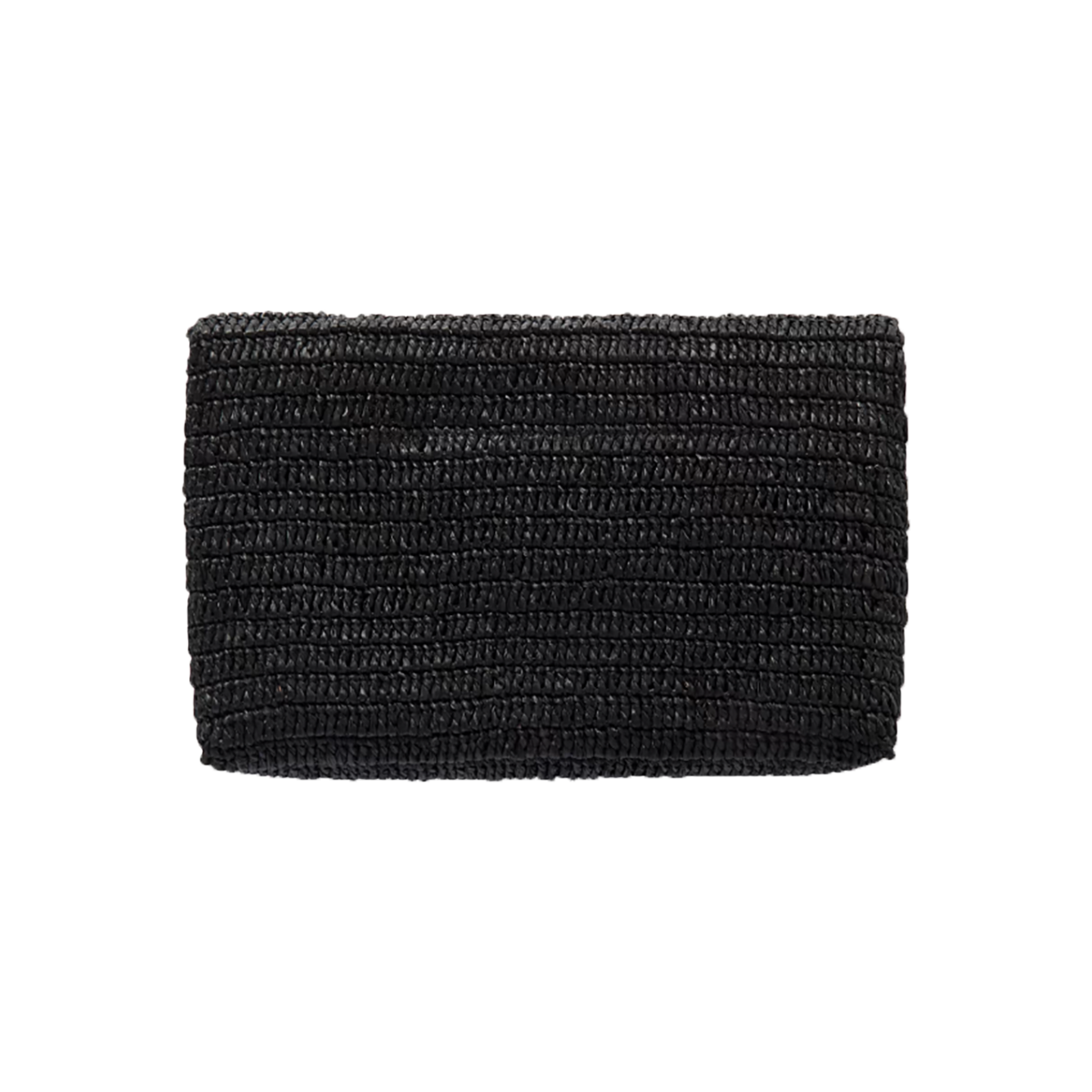 SAINT LAURENT CASSAMDRE RAFFIA CLUTCH BAG IN BLACK