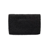 SAINT LAURENT CASSAMDRE RAFFIA CLUTCH BAG IN BLACK