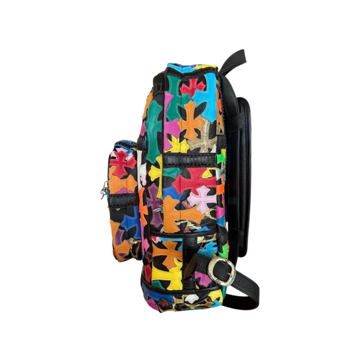 CHROME HEARTS BLACK MULTICOLOURED CROSS PATCH BACKPACK