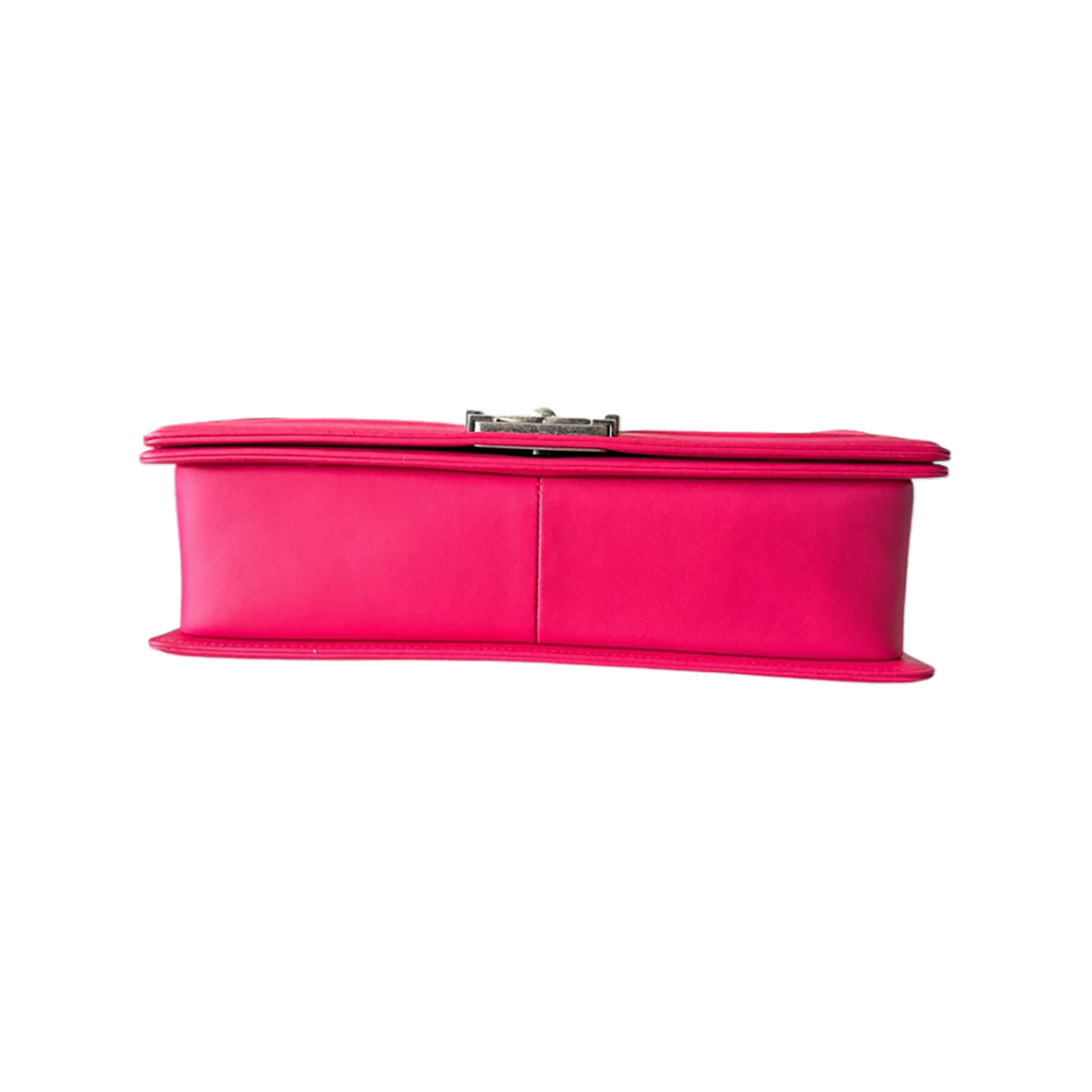 PRELOVED HOT PINK QUILTED LAMBSKIN MEDIUM BOY BAG