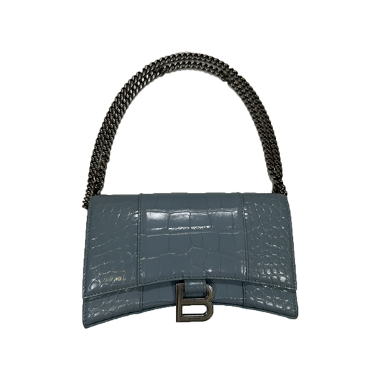 PRELOVED BALENCIAGA HOURGLASS MINI WALLET ON CHAIN BAG IN BLUE