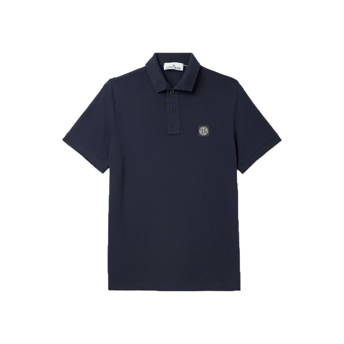 STONE ISLAND LOGO-APPLIQUED COTTON-BLEND POLO IN NAVY