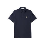 STONE ISLAND LOGO-APPLIQUED COTTON-BLEND POLO IN NAVY