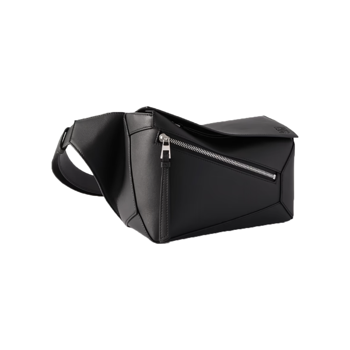 LOEWE PUZZLE EDGE SMALL LEATHER BUM BAG IN BLACK