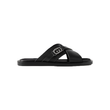 GUCCI MAVERIK LOGO-EMBELLISHED LEATHER SANDLES IN BLACK