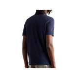 STONE ISLAND LOGO-APPLIQUED COTTON-BLEND POLO IN NAVY