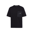 PRADA RE-NYLON AND JERSEY T-SHIRT IN BLACK