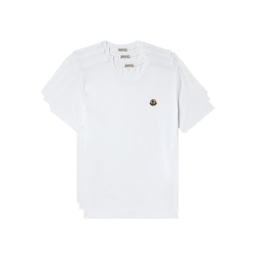 MONCLER THREE-PACK LOGO APPLIQUED T-SHIRTS IN WHITE