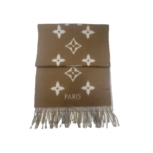 PRELOVED LOUIS VUITTON REYKJAVIK MONOGRAM SCARF IN BEIGE