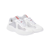 PRADA AMERICAN CUP SHINY LEATHER TRAINERS IN WHITE