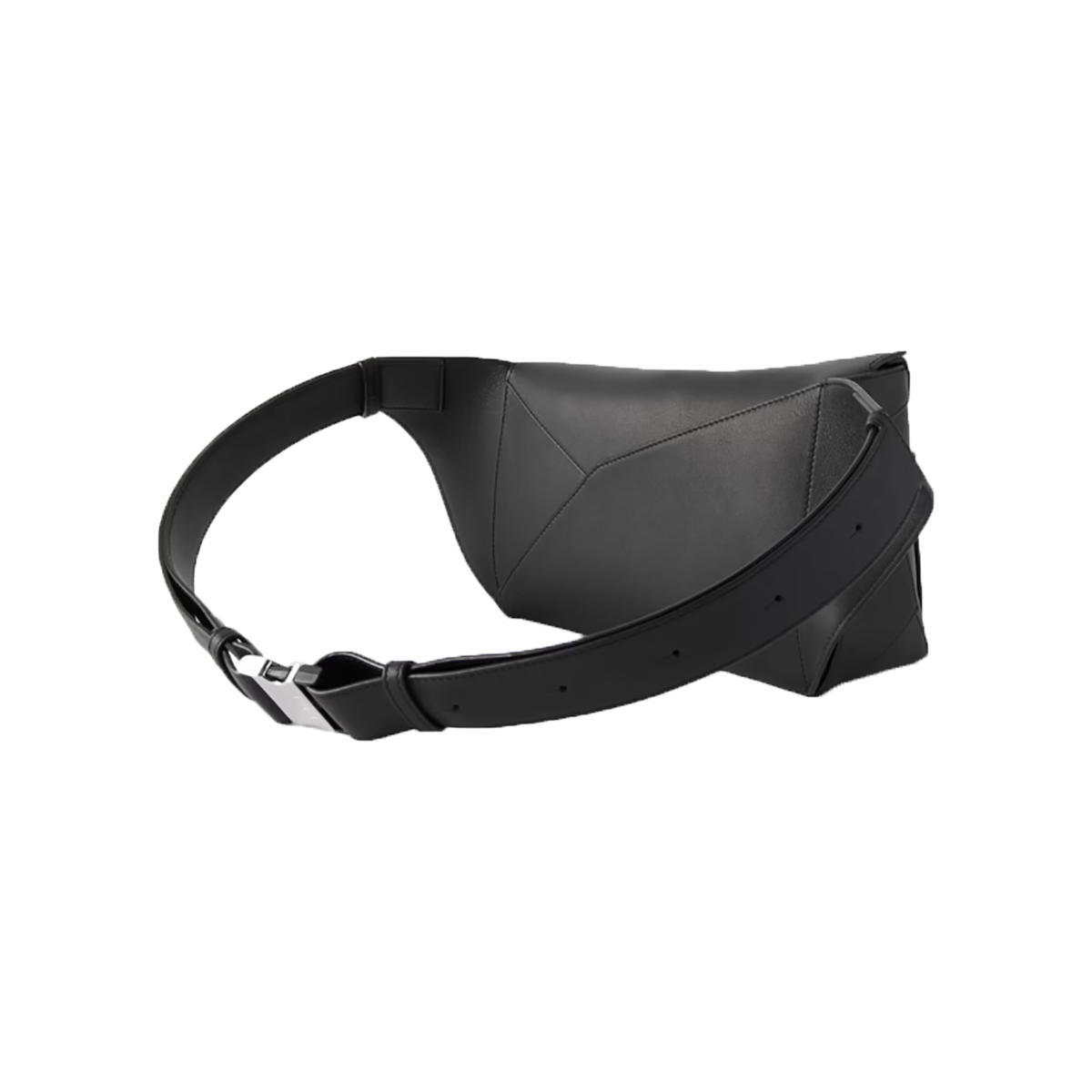 LOEWE PUZZLE EDGE SMALL LEATHER BUM BAG IN BLACK